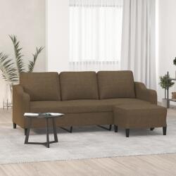 vidaXL Canapea cu 3 locuri cu taburet, maro, 180 cm, material textil (3153514) Canapea