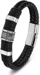 BeSpecial Bratara piele neagra cu detalii din inox , Design masculin si elegant (BIGP0133_21)