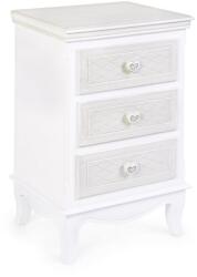 Bizzotto Noptiera 3 sertare din lemn alb patinat Charlene 41 cm x 33.5 cm x 68.5 h (0744856)