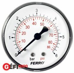 Ferro nyomásmérő 63 mm hátsó csatl. (1/4) 0-6 bar (M6306A)