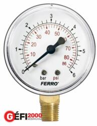 Ferro nyomásmérő 63 mm alsó csatl. (1/4) 0-6bar álló (M6306R)