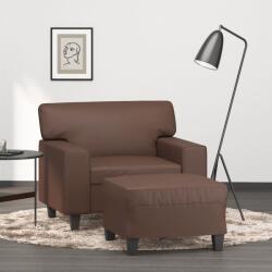 vidaXL Fotoliu canapea cu taburet, maro, 60 cm, piele ecologică (3153547)