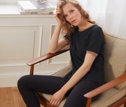 Tchibo Női póló, fekete/bézs Fekete, bézsszínű bordás kötésű szegéllyel XL 48/50