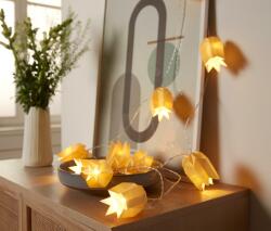Tchibo LED-es égősor, 10 karton virág Sárga Átlátszó kábel