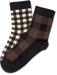 Tchibo 2 pár női zokni, kockás, barna/fekete 1x fekete-barna-krémszínű kockás, 1x fekete-barna kockás 35-38
