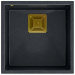 Quadron Chiuveta compozit sub blat Quadron Unique David 40 negru - auriu 42x42 cm (HQD4242U8-G1) Chiuveta
