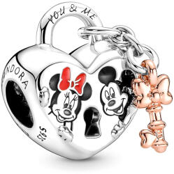 Pandora Moments Disney Mickey egér és Minnie egér lakat rozé arany és ezüst charm - 780109C01 (780109C01)