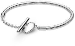 Pandora Moments Szives T-kapcsos kígyólánc ezüst karkötő - 599285C00-16 (599285C00-16)