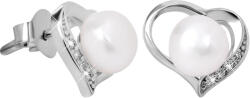 JwL Luxury Pearls Szív fülbevaló igazgyönggyel és cikrónia kővel JL0407