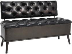 vidaXL Bancă de depozitare cu spătar, negru, 110 cm, piele ecologică (339297)
