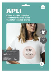 APLI Fólia, vasalható, A4, tintasugaras nyomtatóba, fehér pólóhoz, APLI (FOTA4128) - onlinepapirbolt