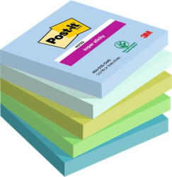 3M Öntapadó jegyzettömb, 76x76 mm, 5x90 lap, 3M POSTIT "Super Sticky Oasis", vegyes színek (LP6545SSOAS) - onlinepapirbolt