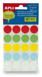 APLI Etikett, 19 mm kör, kézzel írható, színes, APLI, vegyes színek, 100 etikett/csomag (LCA7109) - onlinepapirbolt