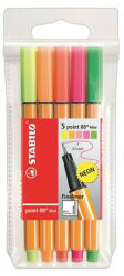 STABILO Tűfilc készlet, 0, 4 mm, STABILO "Point 88 Mini Neon", 5 különböző szín (TST688051) - onlinepapirbolt