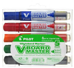 Pilot Táblamarker készlet, 2, 3 mm, kúpos, PILOT "V-Board Master", 5 különböző szín (PBMTK5)