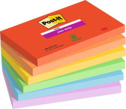 3M Öntapadó jegyzettömb, 76x127 mm, 6x90 lap, 3M POSTIT "Super Sticky Playful", vegyes színek (LP6556SSPLA) - onlinepapirbolt