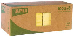 APLI Öntapadó jegyzettömb, 75x75 mm, 100 lap, újrahasznosított, APLI "Classic", sárga (LNP11987) - onlinepapirbolt