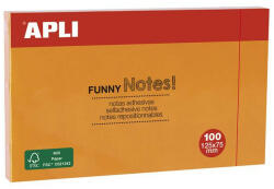 APLI Öntapadó jegyzettömb, 125x75 mm, 100 lap, APLI "Funny", narancssárga (LNP15005) - onlinepapirbolt