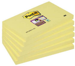 3M Öntapadó jegyzettömb csomag, 76x127 mm, 6x90 lap, 3M POSTIT "Super Sticky", kanári sárga (LP6556SSCYEU) - onlinepapirbolt