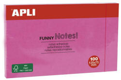 APLI Öntapadó jegyzettömb, 125x75 mm, 100 lap, APLI "Funny", pink (LNP15003) - onlinepapirbolt
