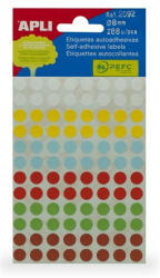 APLI Etikett, 8 mm, kör, kézzel írható, színes, APLI, vegyes színek, 288 etikett/csomag (LCA2092) - onlinepapirbolt