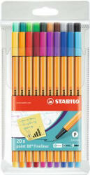 STABILO Tűfilc készlet, 0, 4 mm, STABILO "Point 88", 20 különböző szín (TST8820) - onlinepapirbolt