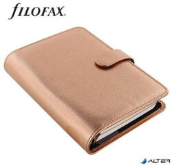 FILOFAX Kalendárium, gyűrűs, betétlapokkal, personal méret, FILOFAX, "Saffiano Metallic", rózsaarany (FX-022573)