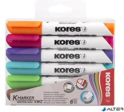 Kores Tábla- és flipchart marker készlet, 3-5 mm, vágott, KORES "K-Marker XW2", 6 különböző szín (20803) - alter