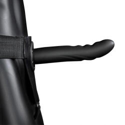 Ouch! Textured Curved Hollow Strap-on 8" 20cm Black