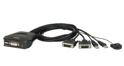 ATEN CS22D 2-Port USB DVI Cable KVM Switch with Remote Port Selector (CS22D) (CS22D)