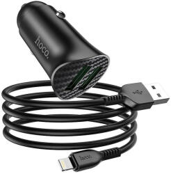 hoco. autós töltő 2x USB QC3.0 18W fekete