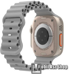  Okosóra szíj - szilikon, csőszerkezetes struktúra, rugalmas, csatos - SZÜRKE - 87mm+140mm hosszú - Apple Watch Series 1/2/3 38mm / 4/5/6/SE 40mm / 7/8/9 41mm / 10 42mm