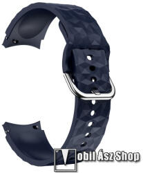  Okosóra szíj - ÉJKÉK - szilikon, rombusz mintás - 128mm+98mm hosszú, 20mm széles - SAMSUNG Galaxy Watch4 Classic 46mm (SM-R890) / 42mm (SM-R880) / Watch4 44mm (SM-R870) / 40mm (SM-R860) / Watch5 44mm 