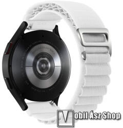  Okosóra Alpesi szíj - egybe­szőtt szövet­, Z kapocs, légáteresztő, állítható - FEHÉR - 210mm hosszú, 22mm széles - SAMSUNG Galaxy Watch 46mm / Watch GT2 46mm / Watch GT 2e / Galaxy Watch3 45mm / Honor