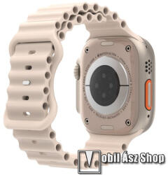 Okosóra szíj - szilikon, csőszerkezetes struktúra, rugalmas, csatos - CSILLAGFÉNY - 87mm+140mm hosszú - APPLE Watch Series 1/2/3 38mm / 4/5/6/SE 40mm / 7/8/9 41mm