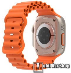 Okosóra szíj - szilikon, csőszerkezetes struktúra, rugalmas, csatos - NARANCSSÁRGA - 87mm+140mm hosszú - APPLE Watch Series 1/2/3 38mm / 4/5/6/SE 40mm / 7/8/9 41mm