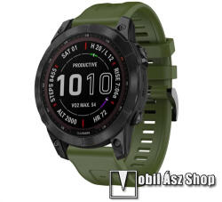 Okosóra szíj - szilikon - SÖTÉTZÖLD - 94mm + 127mm hosszú, 22mm széles QUICKFIT - Garmin Fenix 7 / 5 / 5 Plus / 5 Plus Sapphire / 6 / 6 Pro / 6 Sapphire / Instinct / Forerunner 935 / 745 / 945 / Quati