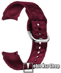Okosóra szíj - BORDÓ - szilikon, rombusz mintás - 128mm+98mm hosszú, 20mm széles - SAMSUNG Galaxy Watch4 Classic 46mm (SM-R890) / 42mm (SM-R880) / Watch4 44mm (SM-R870) / 40mm (SM-R860) / Watch5 44mm
