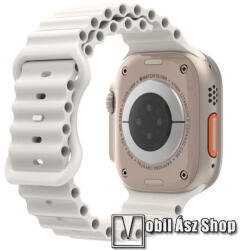  Okosóra szíj - szilikon, csőszerkezetes struktúra, rugalmas, csatos - FEHÉR - 87mm+140mm hosszú - APPLE Watch Series 1/2/3 42mm / 4/5/6/SE 44mm / 7/8 45mm / Ultra 49mm