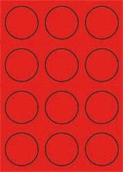 MOS Etikett címke színes kör 60 mm-es átmérő kerek piros 12 db/ív, 25 ív/csomag (raktáron)