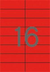 MOS Színes öntapadós etikett címke 105X37 mm piros 16 db/ív, 25 ív/csomag