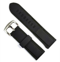 Arc Curea Ceas Neagră din Silicon - 20/18 mm - Cusătură Neagră - Cataramă Inox - Telescoape Incluse (JD003 8S15XL)