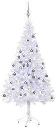 vidaXL Műkarácsonyfa LED fényekkel és gömb szettel 150 cm (3077665)