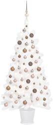 vidaXL Fehér műkarácsonyfa LED fényekkel és gömb szettel 65 cm (3077630)
