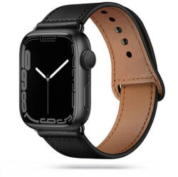 Tech-Protect Leatherfit Apple Watch 1/2/3/4/5/6/7/SE, 42/44/45mm bőr óraszíj, fekete - planetgsm