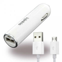  Konkis USB univerzális autós szivargyújtó töltő 1A + Micro USB kábel, fehér