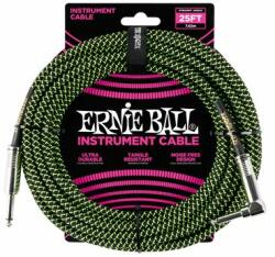 Ernie Ball 6066 fekete/zöld 7, 65m szövet gitárkábel