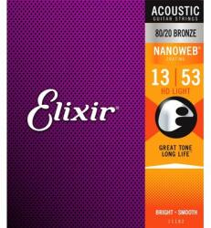 Elixir 11182 80/20 Bronze NanoWeb 13-53 HD Light akusztikus gitárhúr
