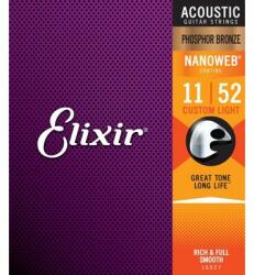 Elixir 16027 Phosphor Bronze NanoWeb 11-52 Custom Light akusztikus gitárhúr