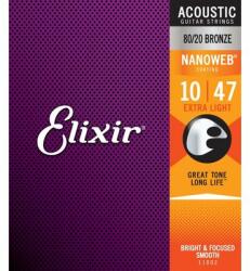 Elixir 11002 80/20 Bronze NanoWeb 10-47 Extra Light akusztikus gitárhúr